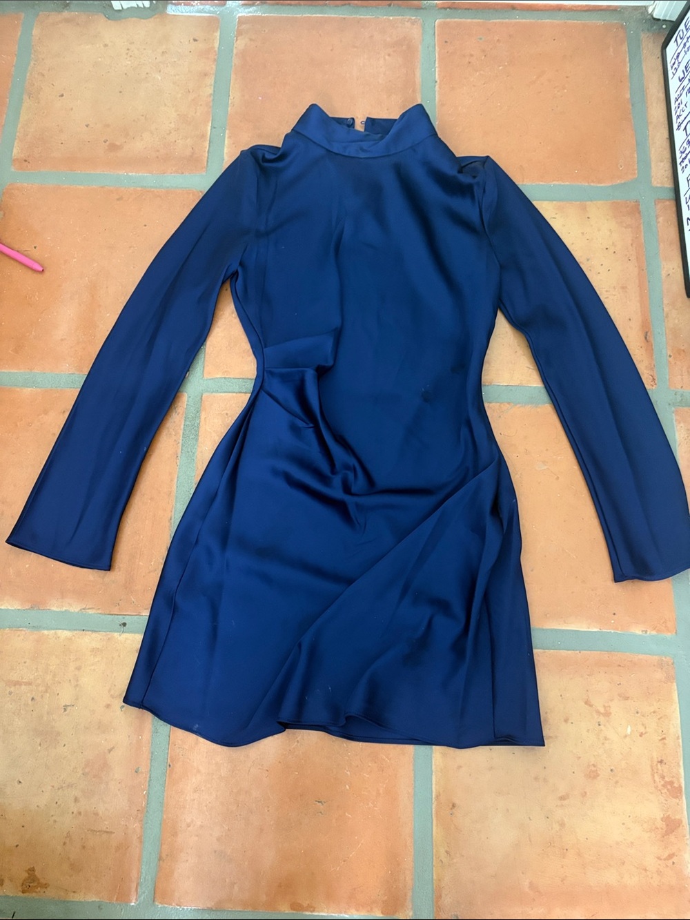 Mango Deep Navy Long-Sleeve Mock Neck Mini Dress - Picture 3 of 4